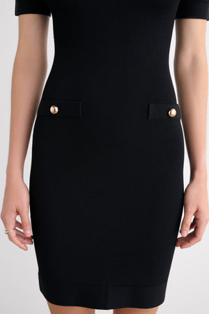 REESE STRONG SHOULDER SHORT SLEEVE DRESS - Toccin