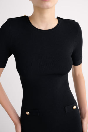 REESE STRONG SHOULDER SHORT SLEEVE DRESS - Toccin