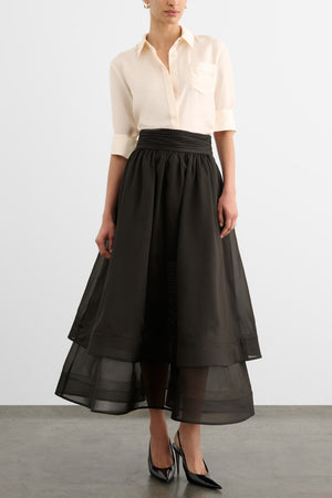 AMBER HIGH WAISTED TIERED MIDI SKIRT