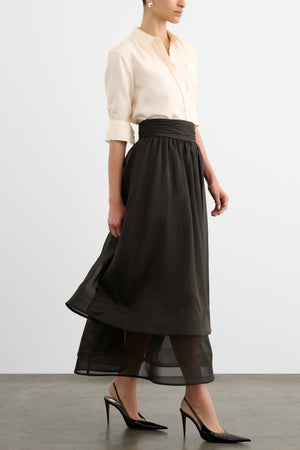AMBER HIGH WAISTED TIERED MIDI SKIRT