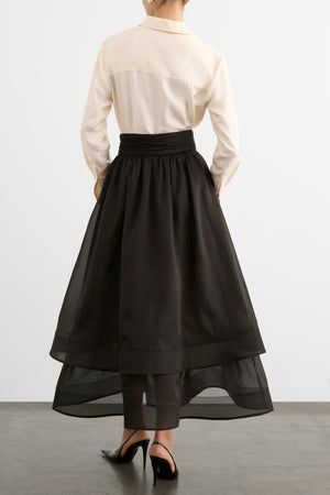 AMBER HIGH WAISTED TIERED MIDI SKIRT