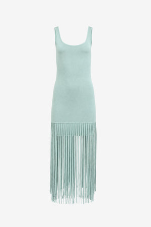 ROXANNE SCOOP NECK MINI DRESS WITH FRINGE - Toccin