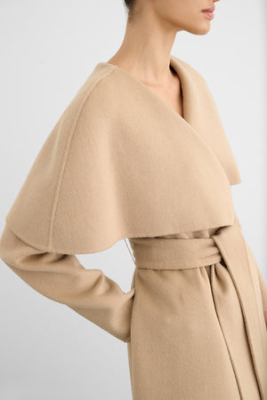 RYA EXAGGERATED CAPE WRAP COAT