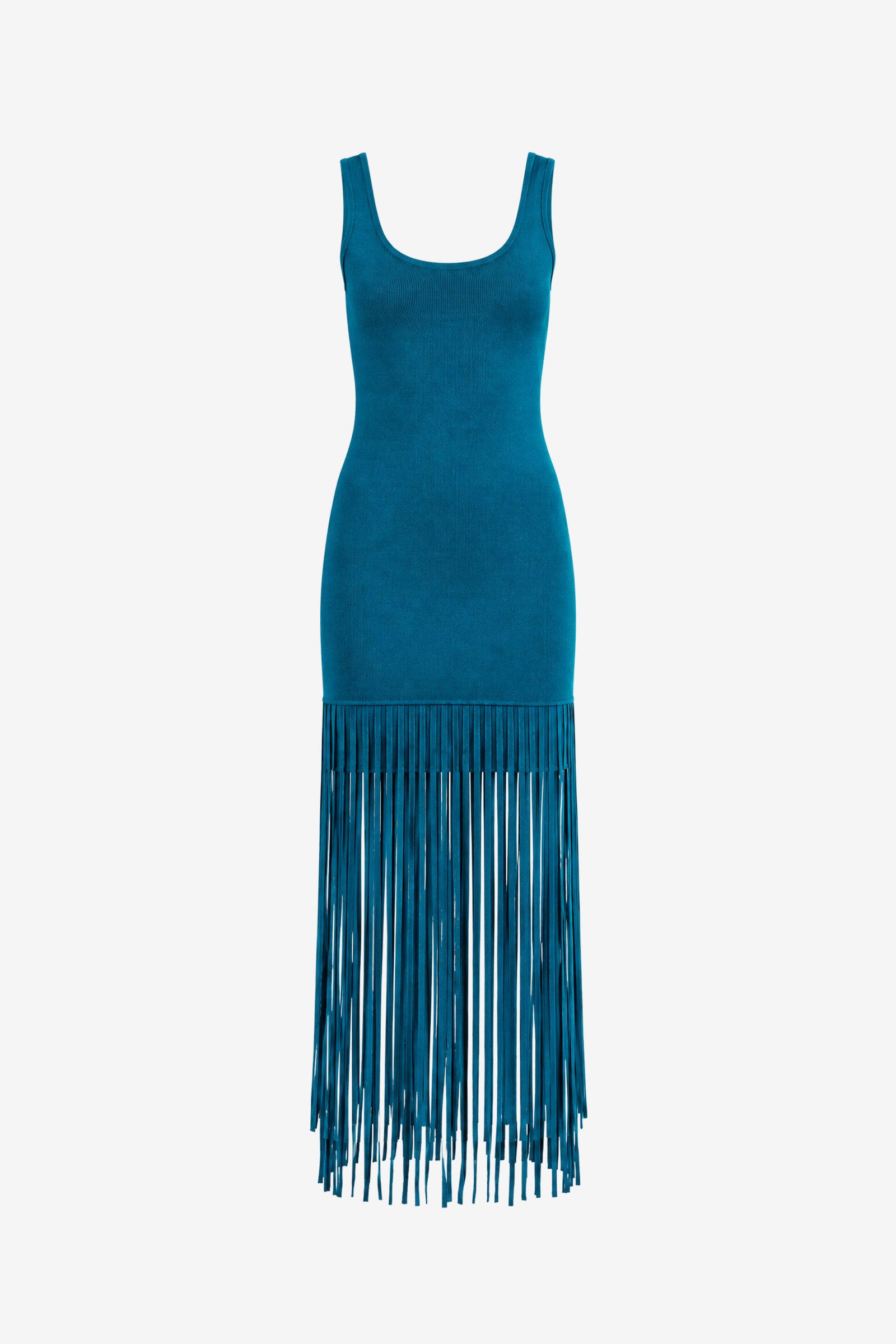 ROXANNE SCOOP NECK MINI DRESS WITH FRINGE - Toccin