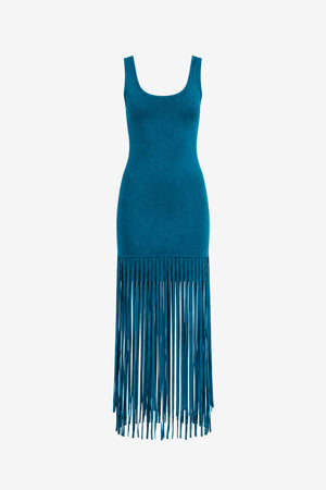 ROXANNE SCOOP NECK MINI DRESS WITH FRINGE - Toccin