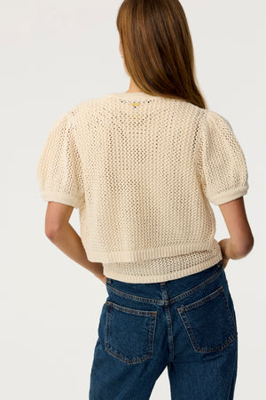 Samantha Crochet Short Sleeve Cropped Cardigan