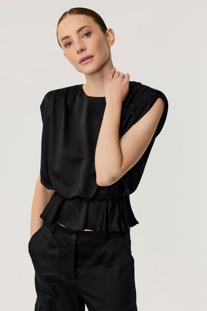 Saylor Strong Shoulder Peplum Blouse