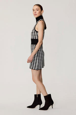 Shelby Sleeveless Houndstooth Mini Dress