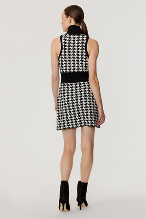 Shelby Sleeveless Houndstooth Mini Dress