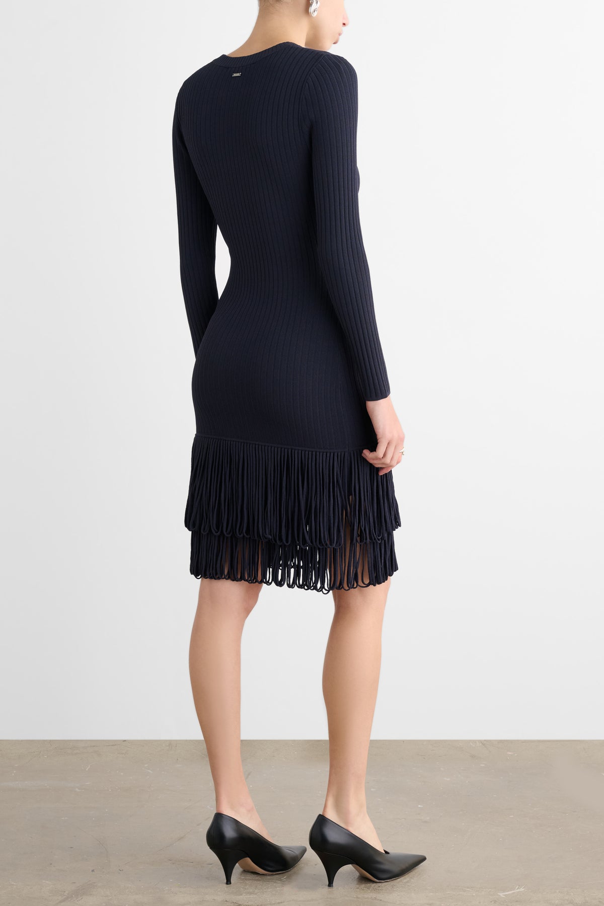 SHIRLEY LONG SLEEVE DRESS WITH LOOP FRINGE - Toccin