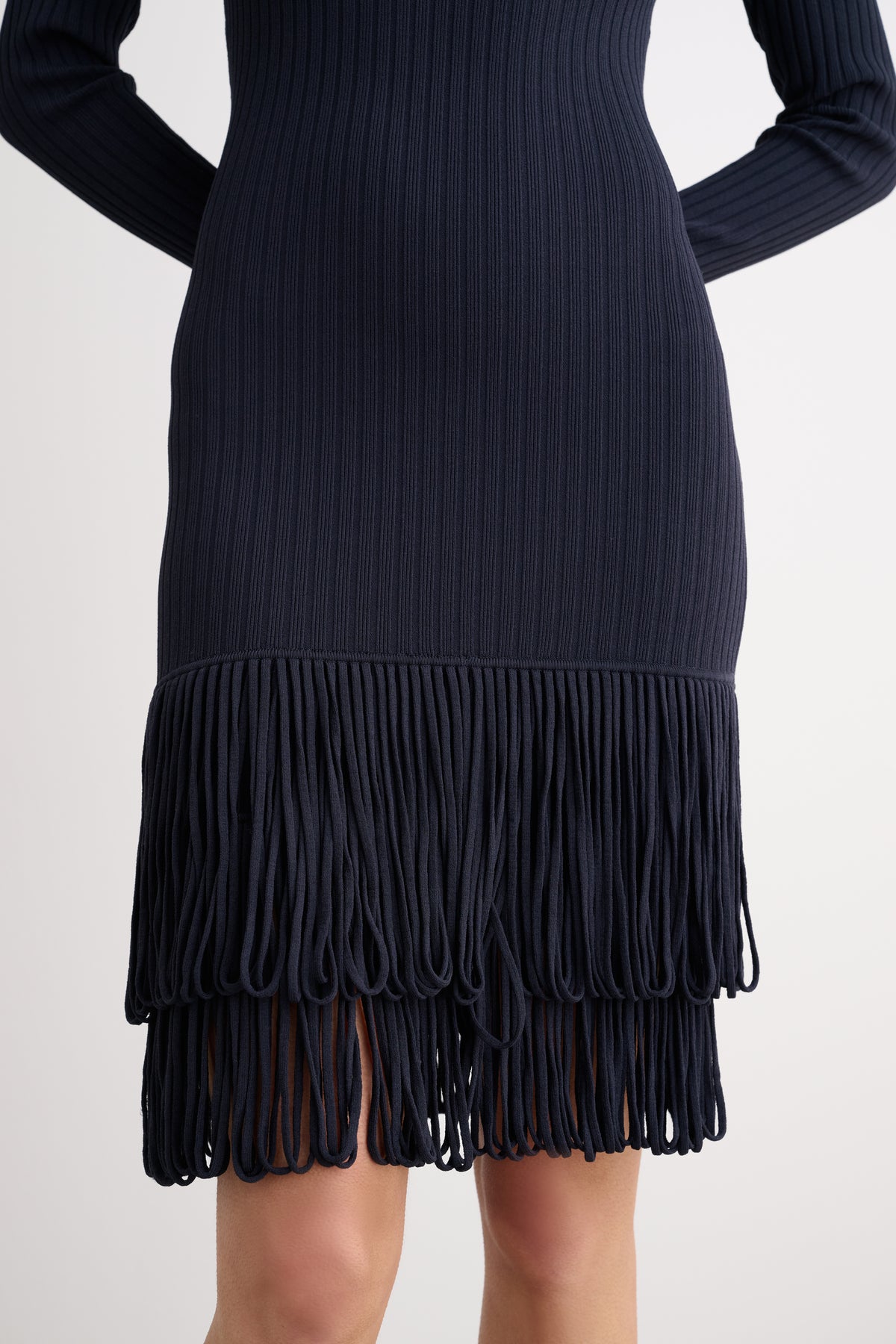 SHIRLEY LONG SLEEVE DRESS WITH LOOP FRINGE - Toccin