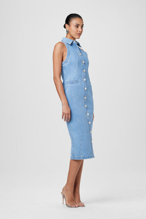 Palmer Button Down Denim Dress - Toccin