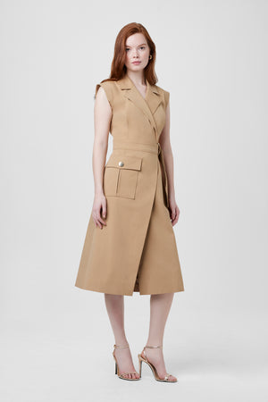 Silvia Safari Wrap Midi Dress - Toccin