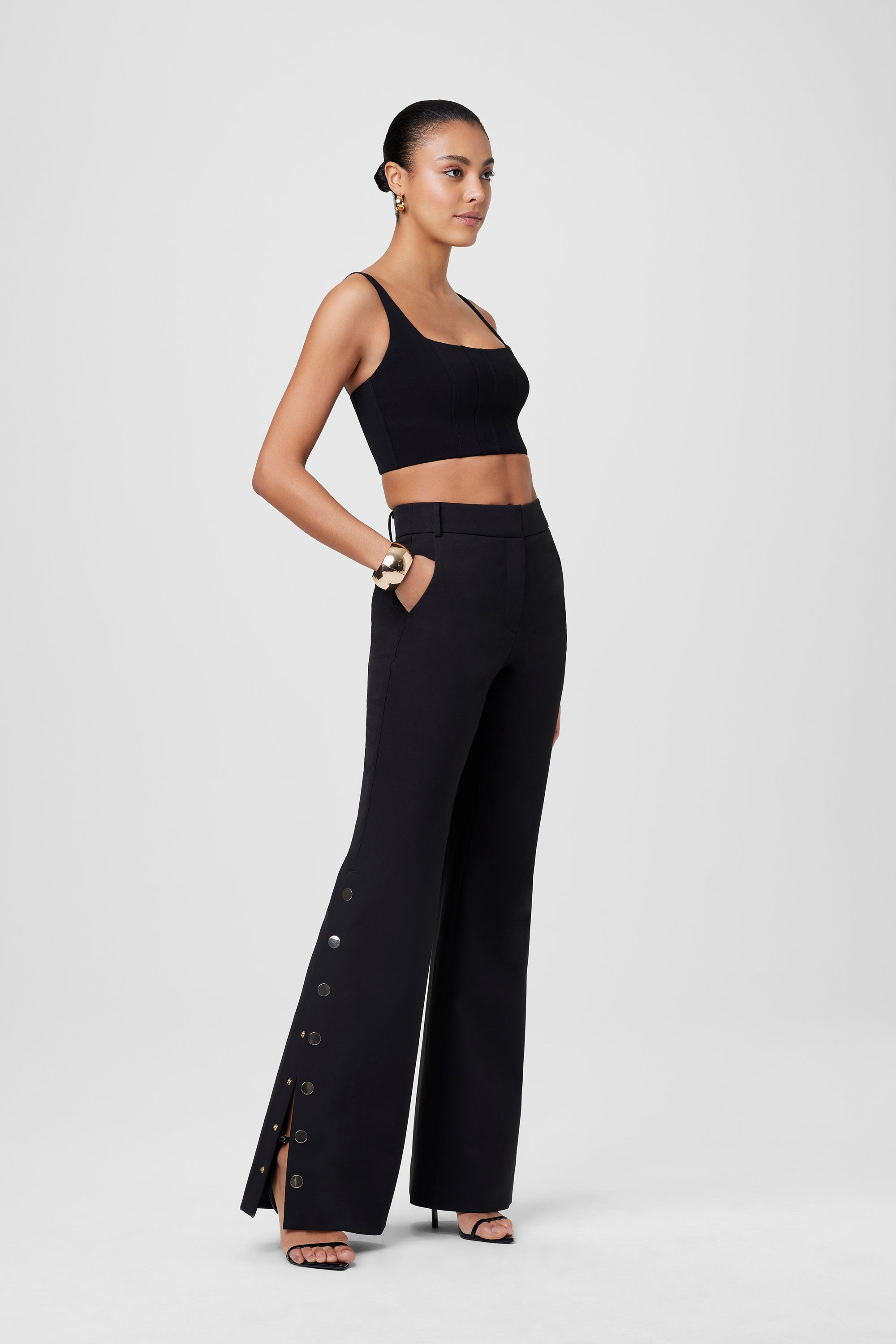 Gracie High Waist Side Button Pant