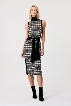 Peggy Tie Front Turtle Neck Midi Dress - Toccin