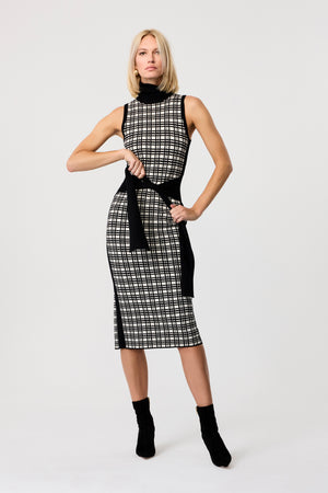 Peggy Tie Front Turtle Neck Midi Dress - Toccin