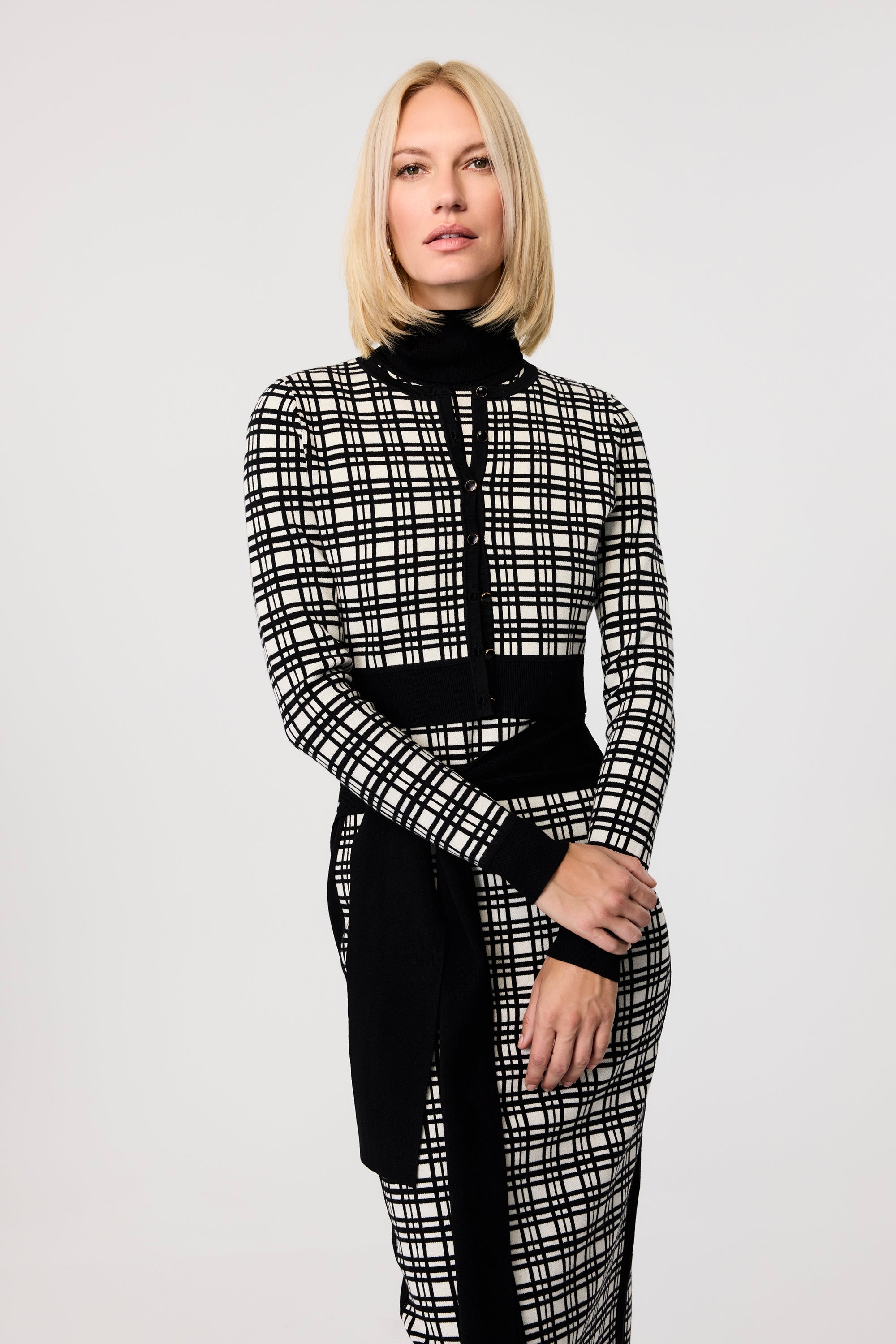 Hadley Windowpane Cropped Cardigan