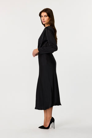 Rebecca Plunge Long Sleeve Silk Dress - Toccin