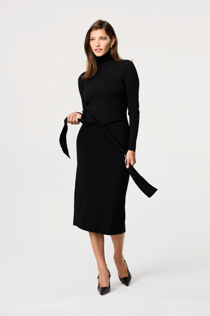 Logan Long Sleeve Turtleneck Tie Front Dress