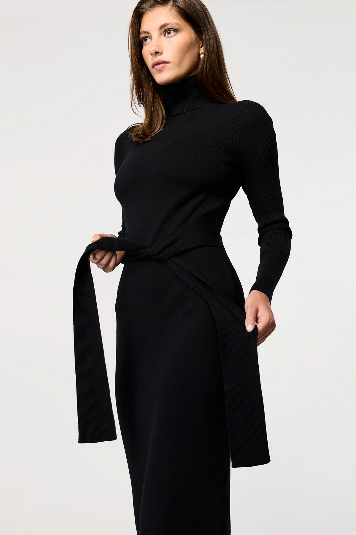 Long black turtleneck dress online