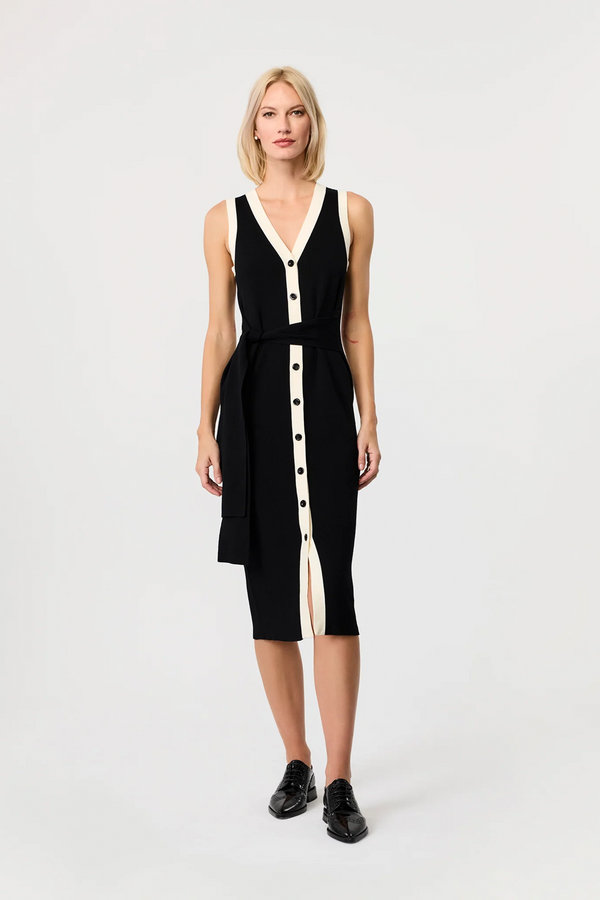 Women's Black Button Down Midi Dress - Toccin