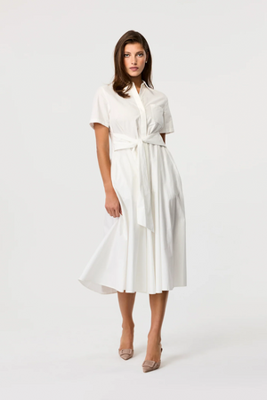 Megan Short Sleeve Tie-Front Midi Dress - Toccin