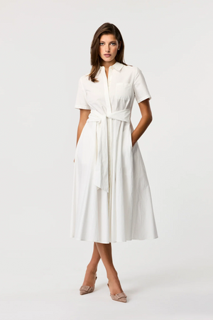 Megan Short Sleeve Tie-Front Midi Dress - Toccin