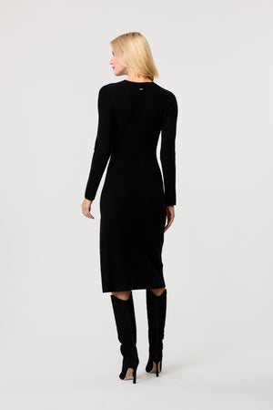 Blakely Long Sleeve Crew Neck Tie Front Dress - Toccin