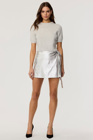 Danielle Wrap Vegan Leather Mini Skirt