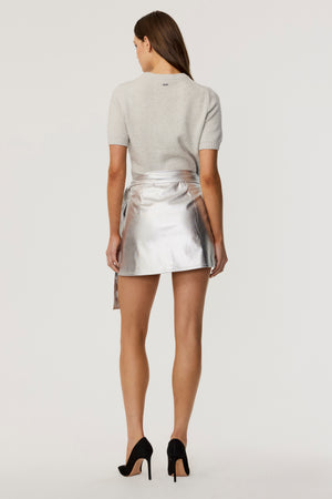 Danielle Wrap Vegan Leather Mini Skirt