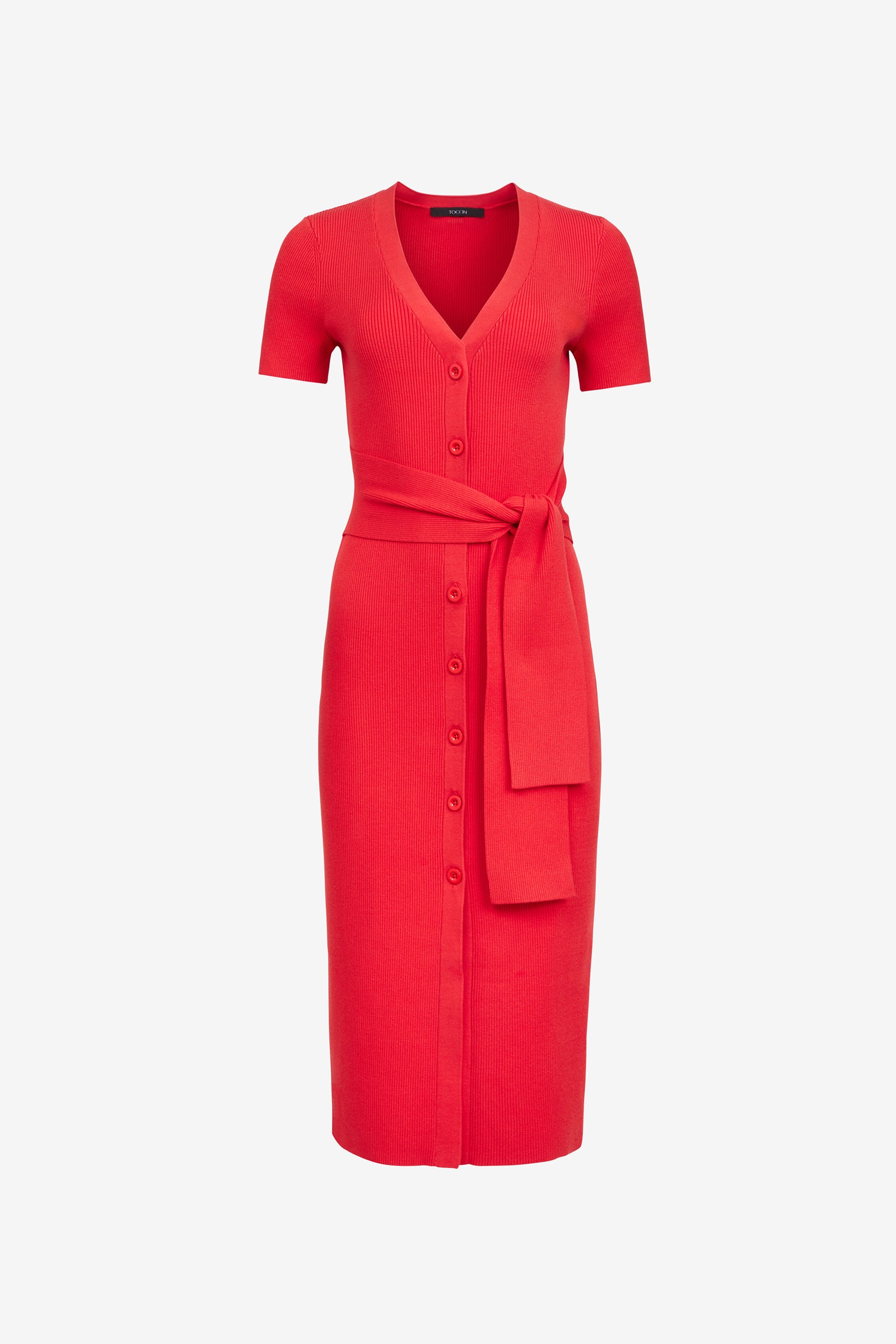 AGNES TIE-FRONT SLEEVELESS MIDI DRESS - Toccin