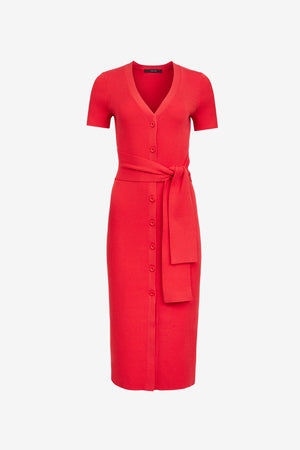 AGNES TIE-FRONT SLEEVELESS MIDI DRESS - Toccin