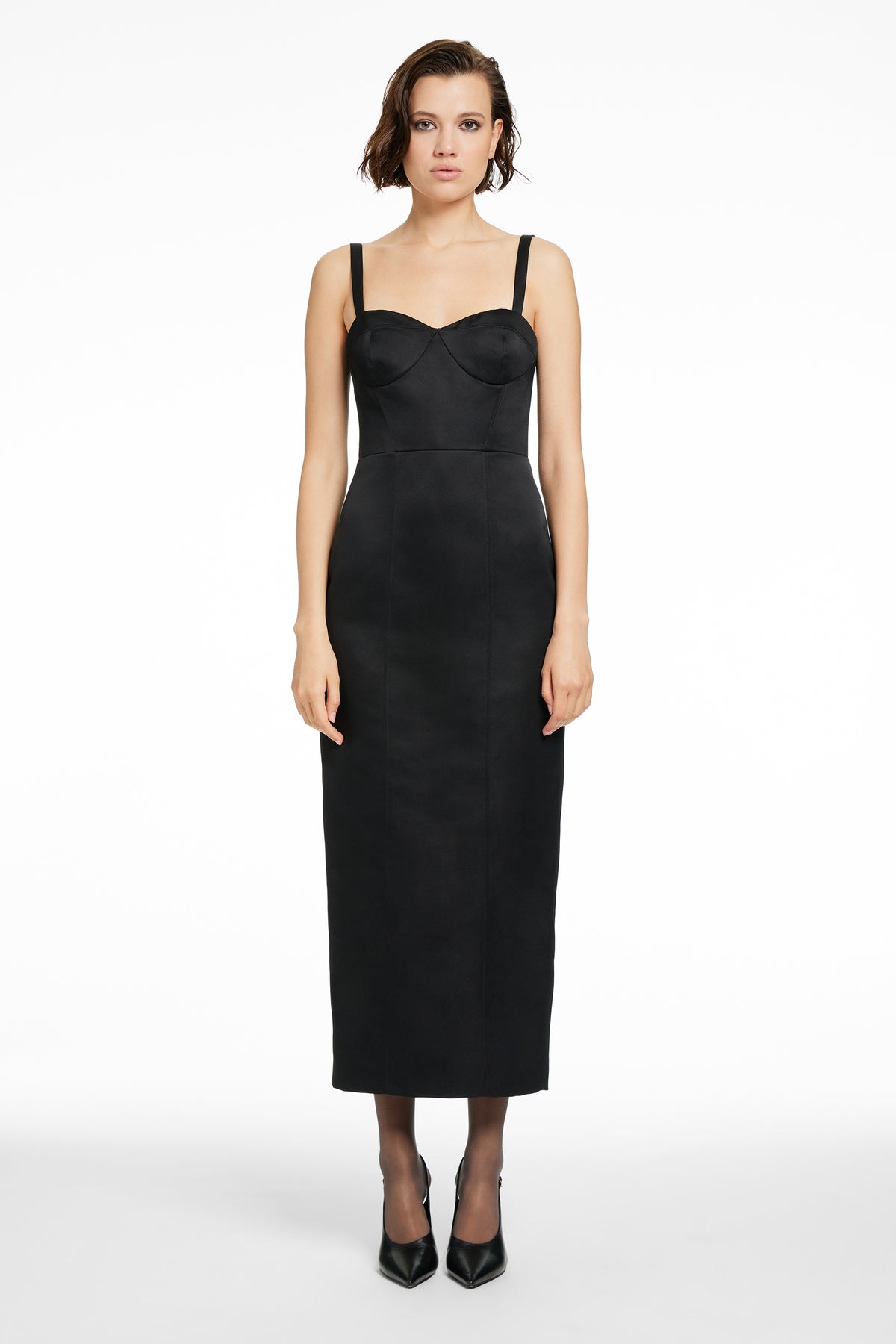 SOLENE BUSTIER SCULPTED MIDI DRESS