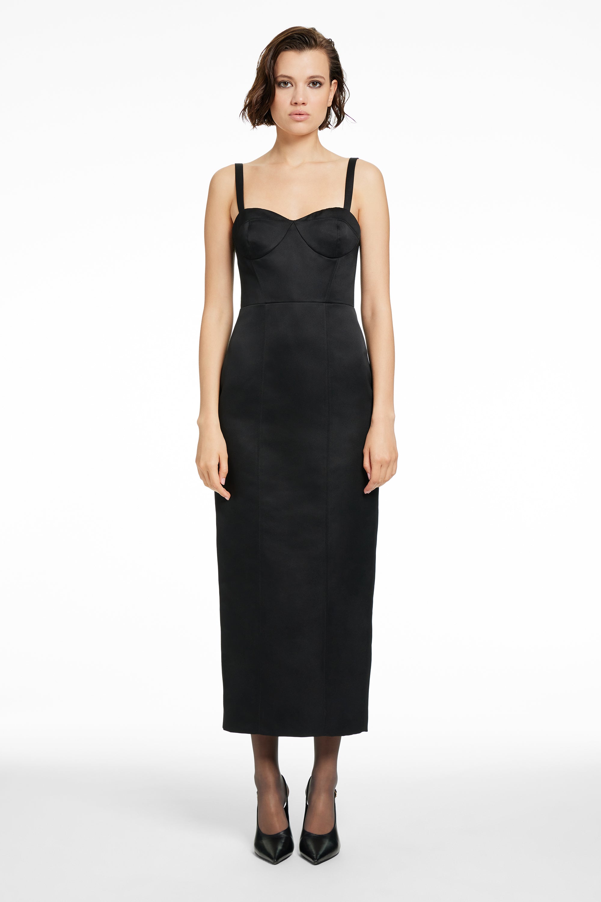 SOLENE BUSTIER SCULPTED MIDI DRESS
