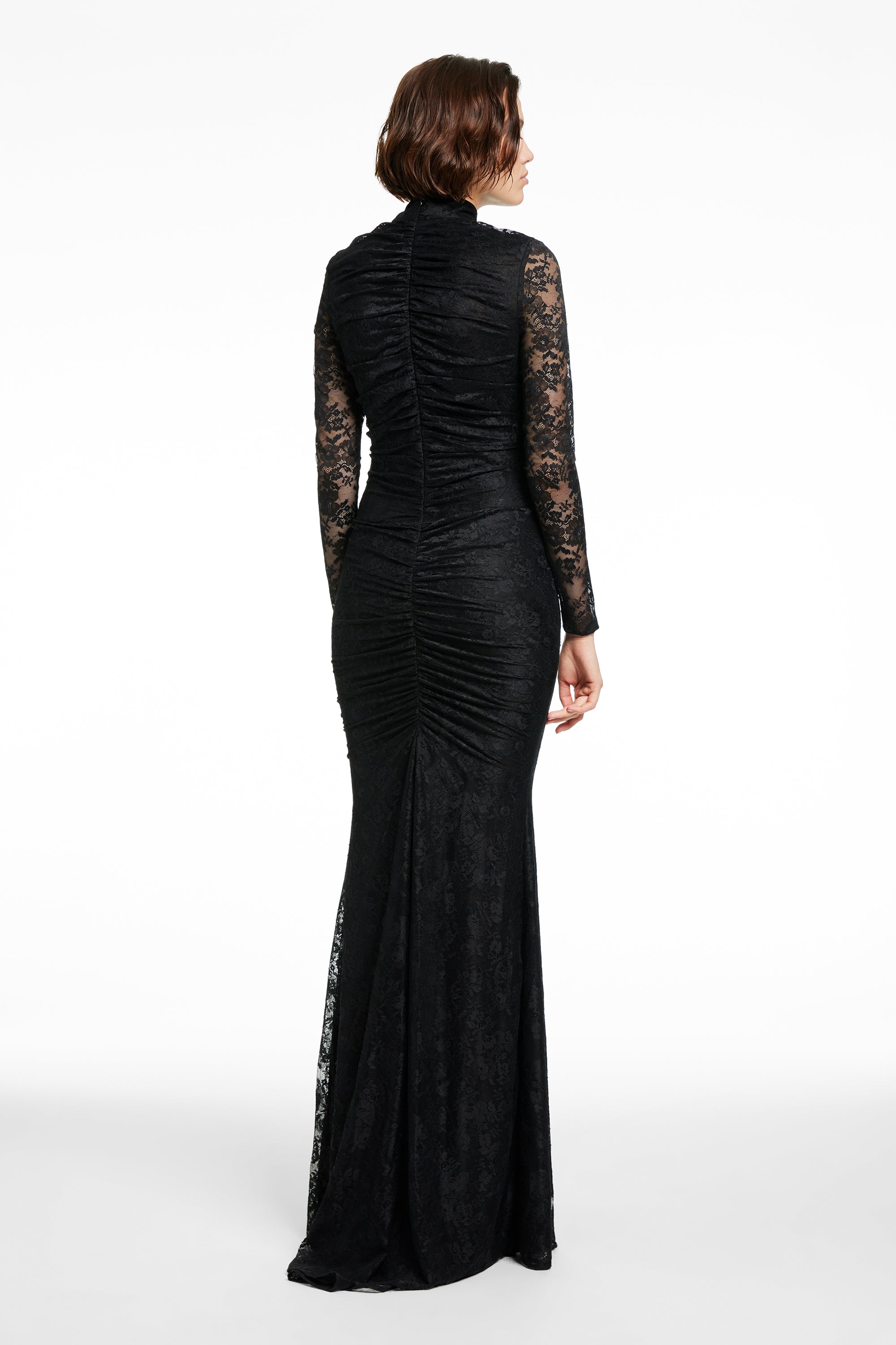 SYLVIE LONG SLEEVE MOCK NECK RUCHED GOWN - Toccin