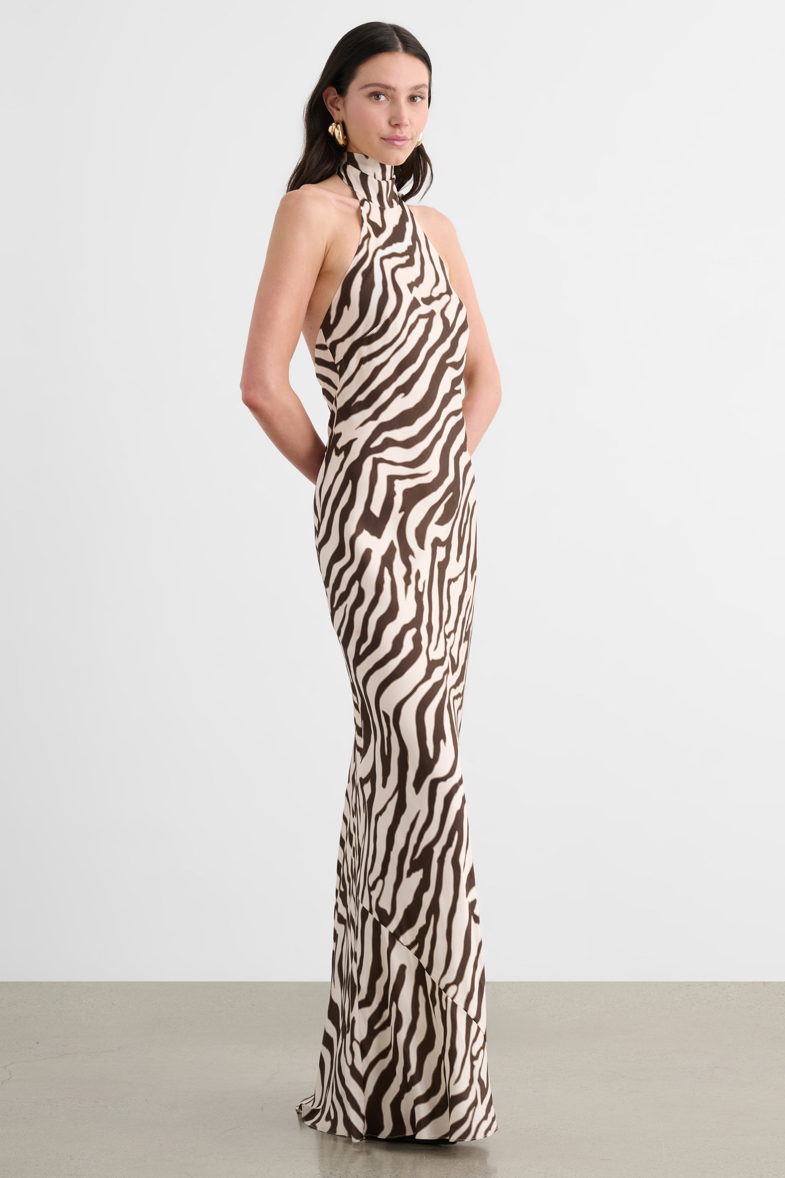 ALINA HALTER NECK BACKLESS GOWN