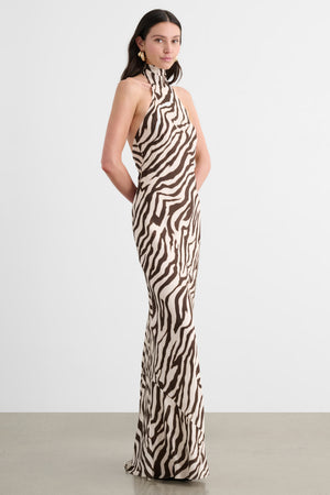 ALINA HALTER NECK BACKLESS GOWN