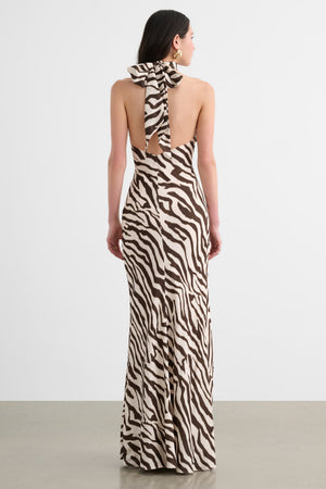 ALINA HALTER NECK BACKLESS GOWN
