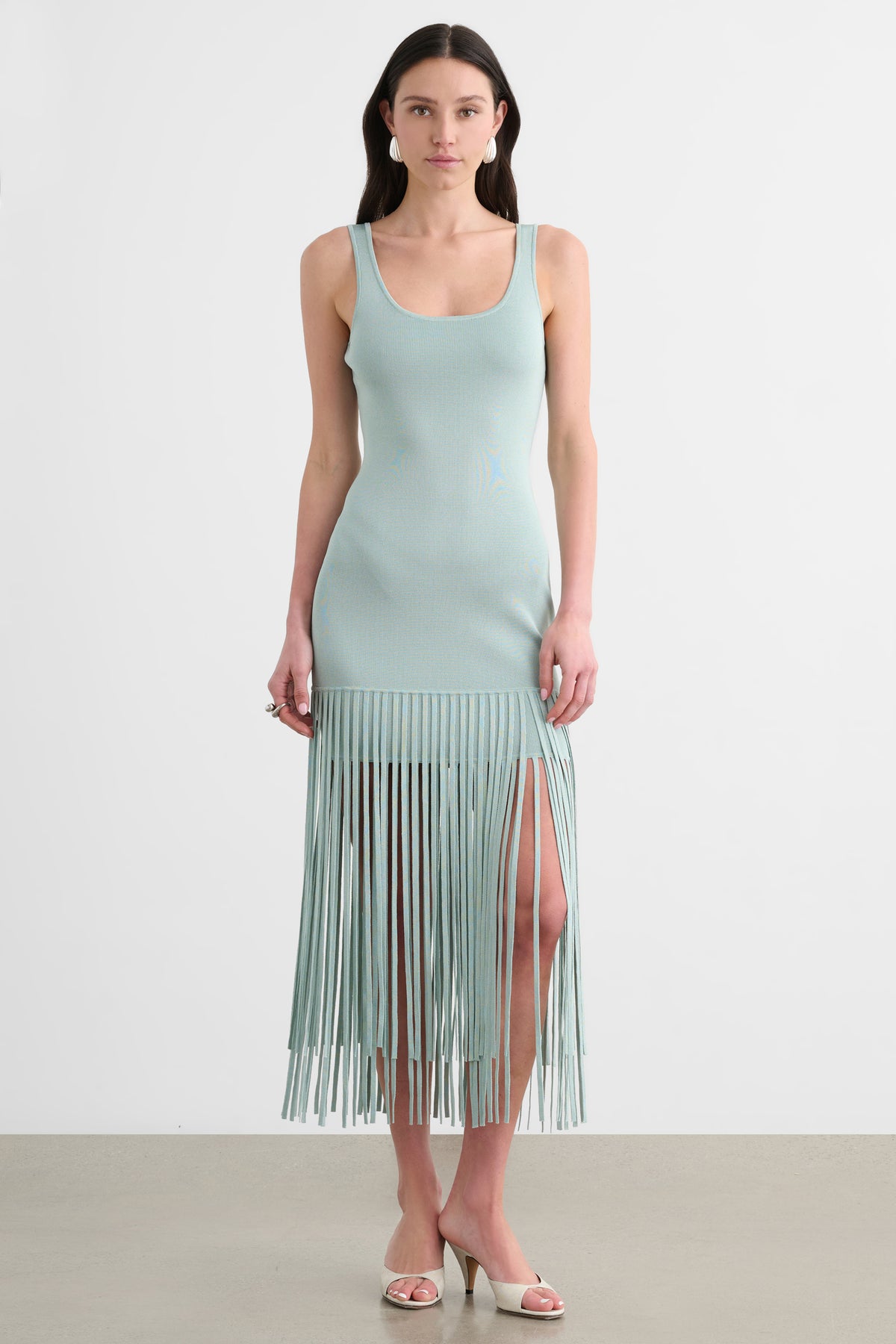 ROXANNE SCOOP NECK MINI DRESS WITH FRINGE - Toccin
