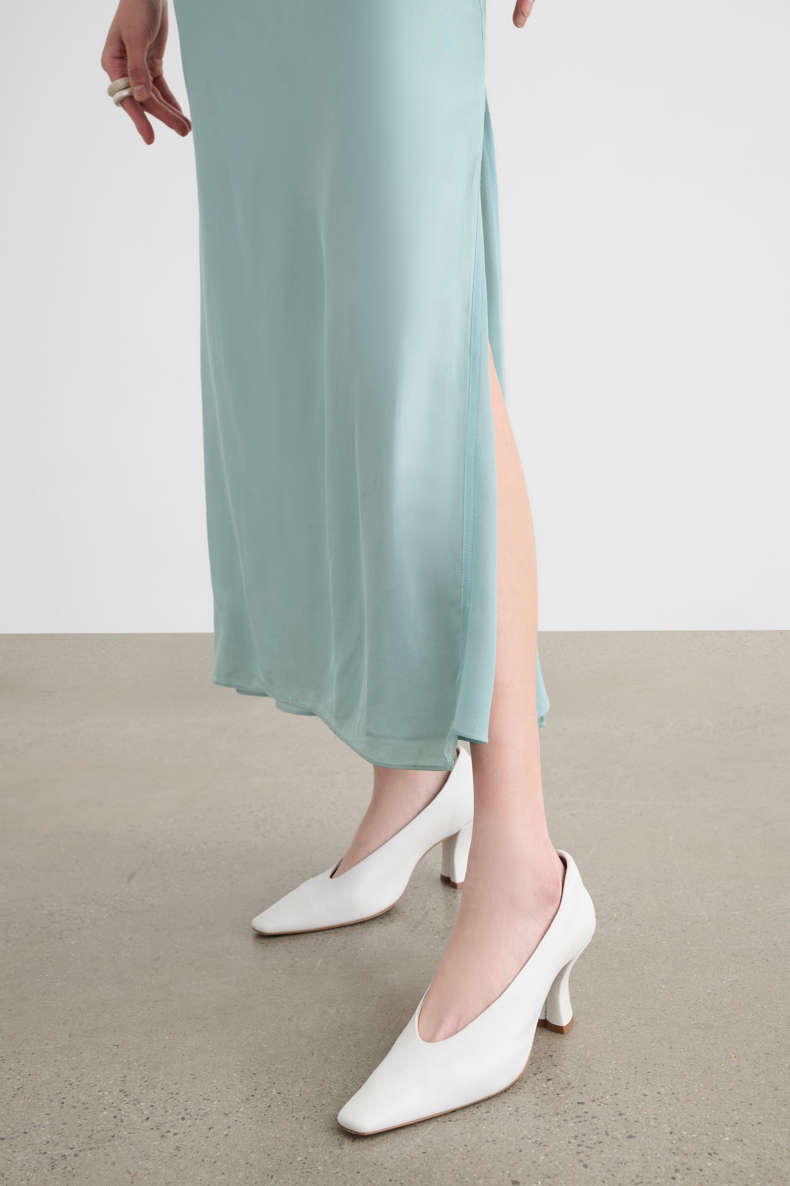 KORALIE DRAPED NECK MIDI DRESS