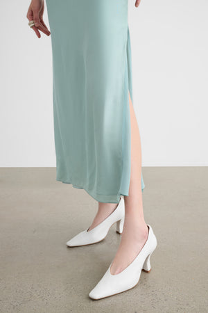 KORALIE DRAPED NECK MIDI DRESS