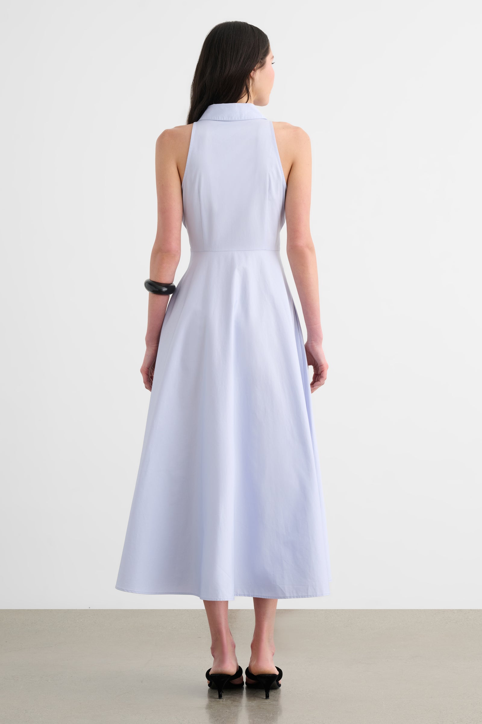 CHELSEA SLEEVELESS TIE-FRONT MIDI SHIRT DRESS