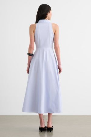 CHELSEA SLEEVELESS TIE-FRONT MIDI SHIRT DRESS