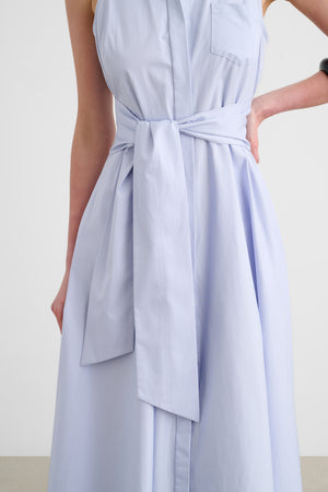 CHELSEA SLEEVELESS TIE-FRONT MIDI SHIRT DRESS