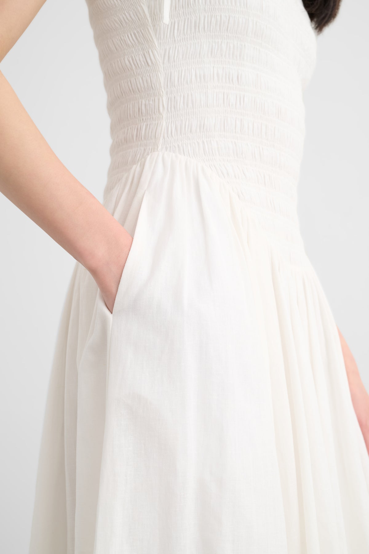 AMAYA SMOCKED MIDI DRESS