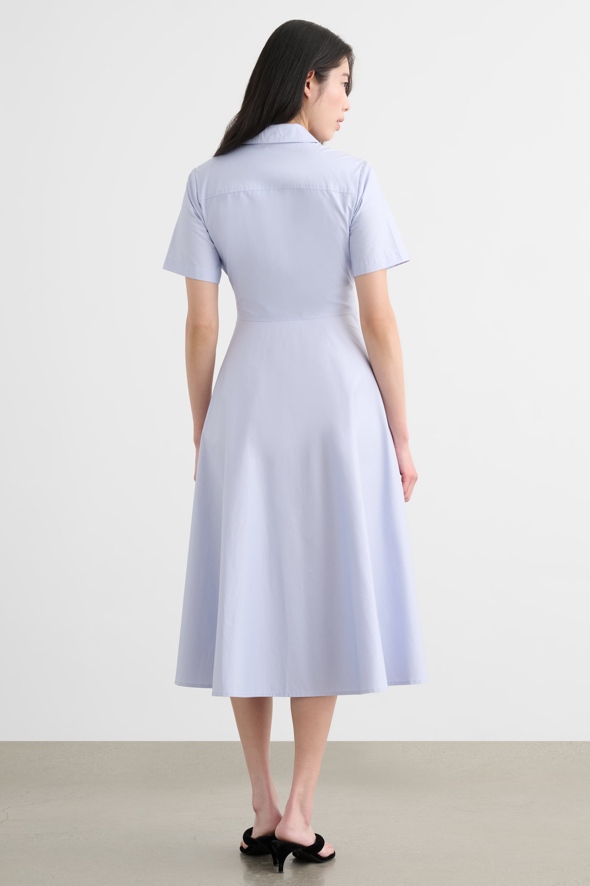 MEGAN SHORT SLEEVE TIE-FRONT MIDI SHIRT DRESS