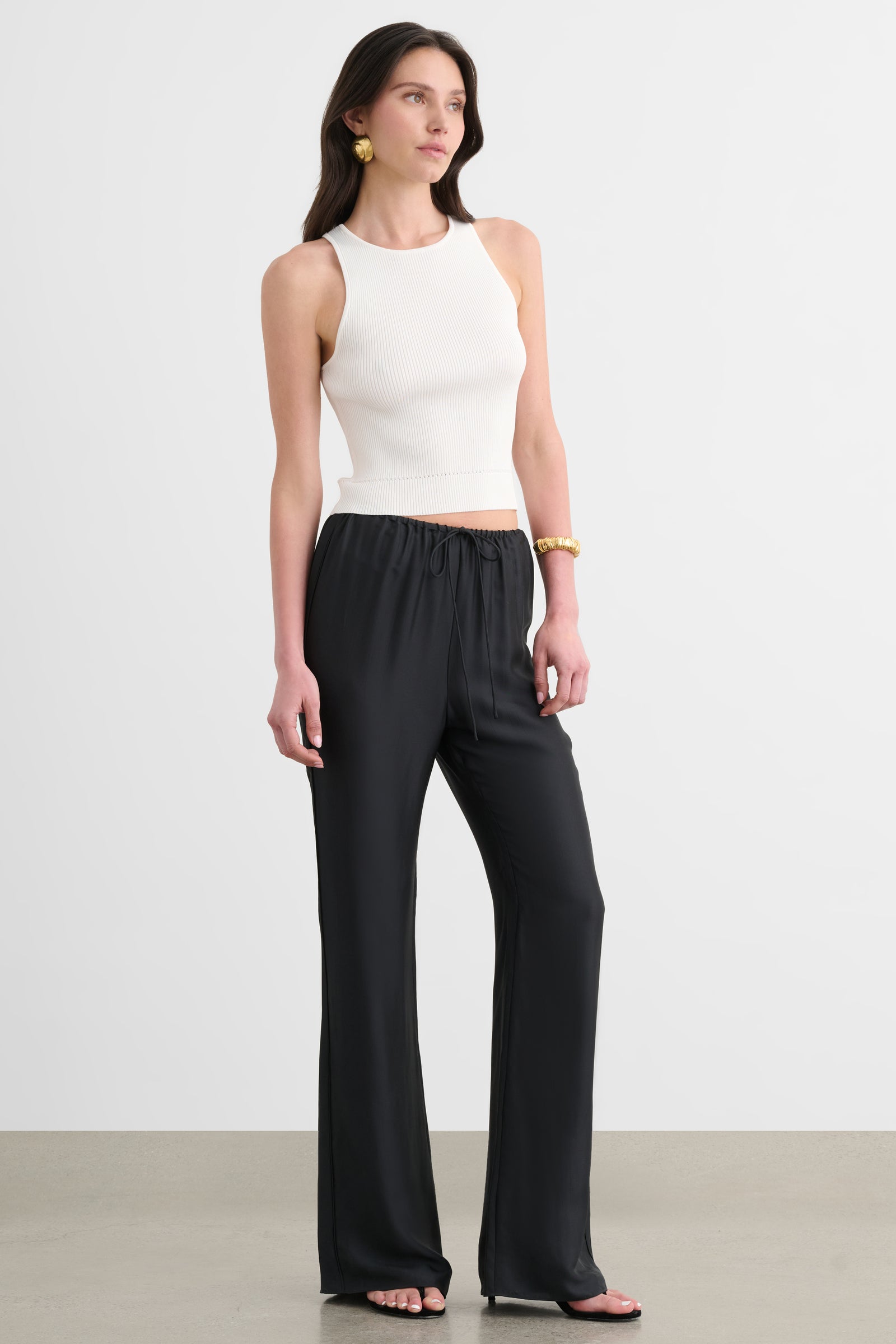 NELA DRAWSTRING FLARED PULL-ON PANT - Toccin