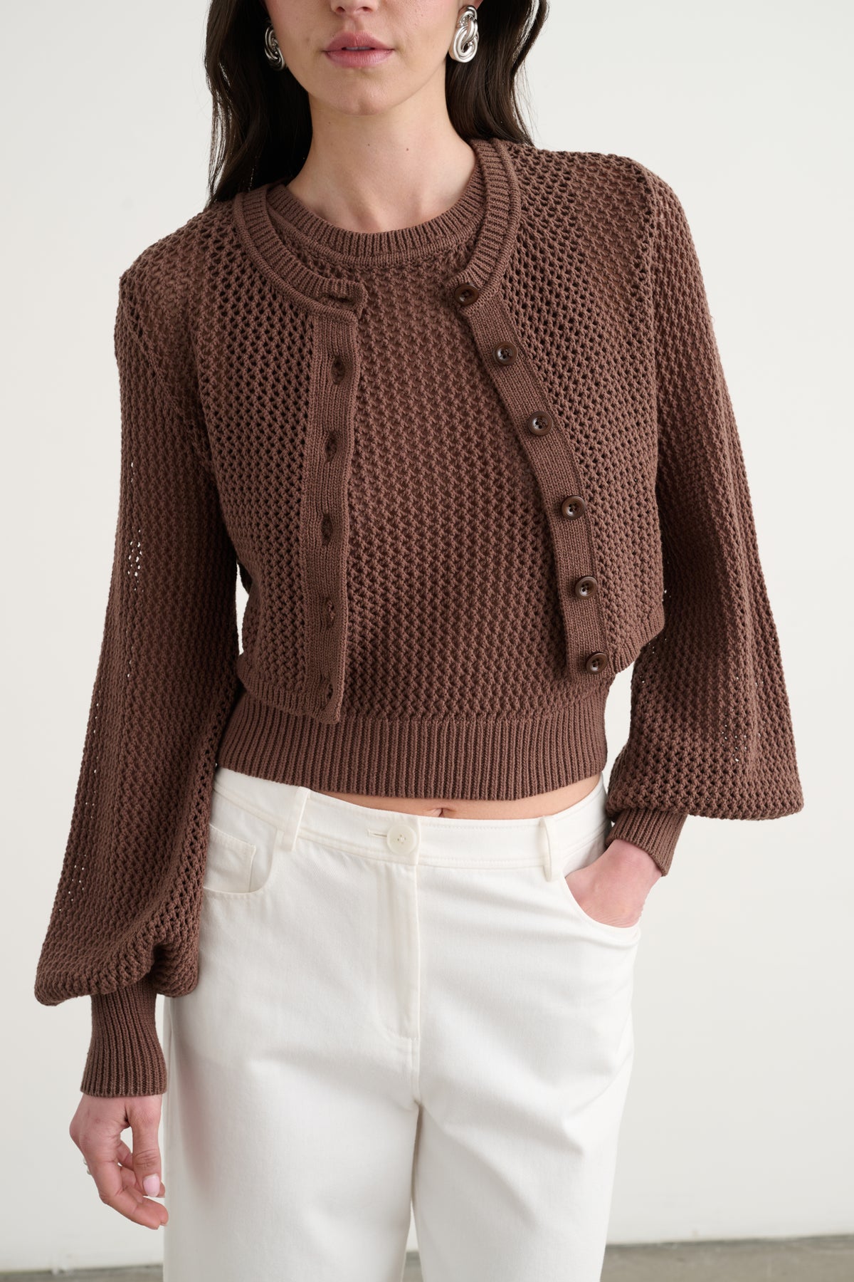 TORI BLOUSON SLEEVE CARDIGAN - Toccin