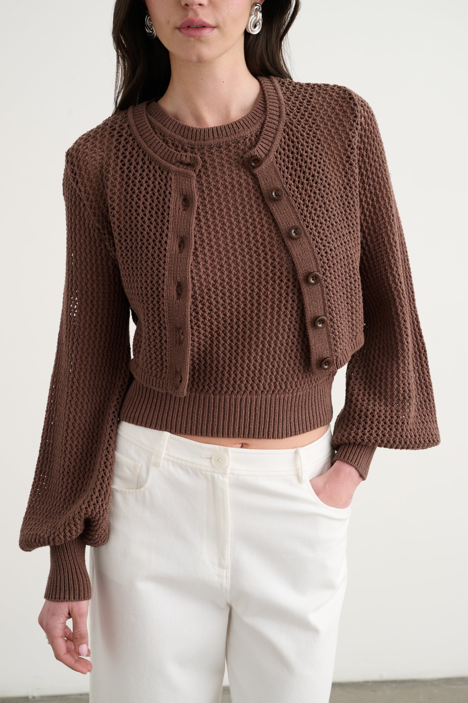 TORI BLOUSON SLEEVE CARDIGAN - Toccin