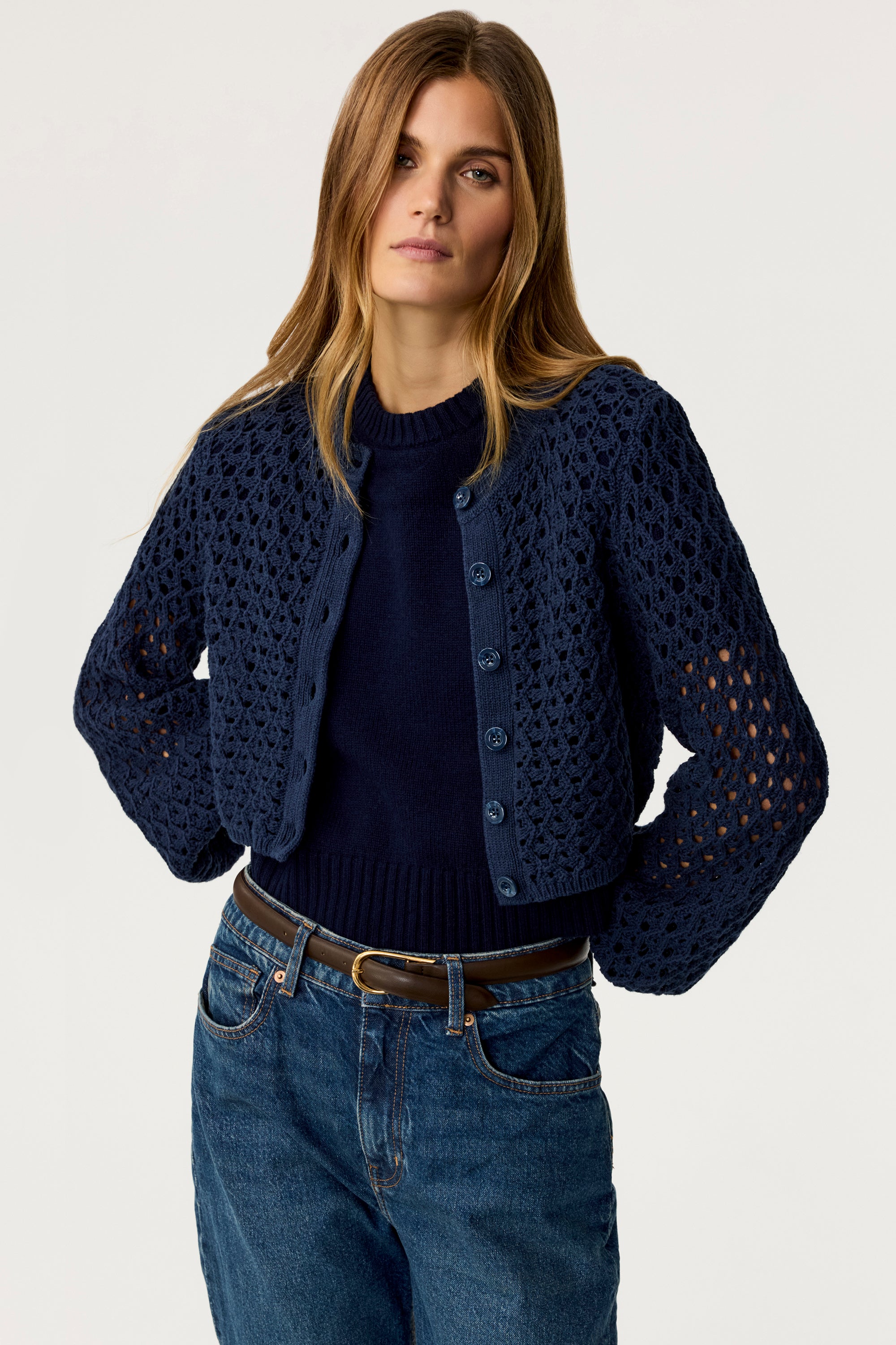 Tori Crochet Blouson Cardigan